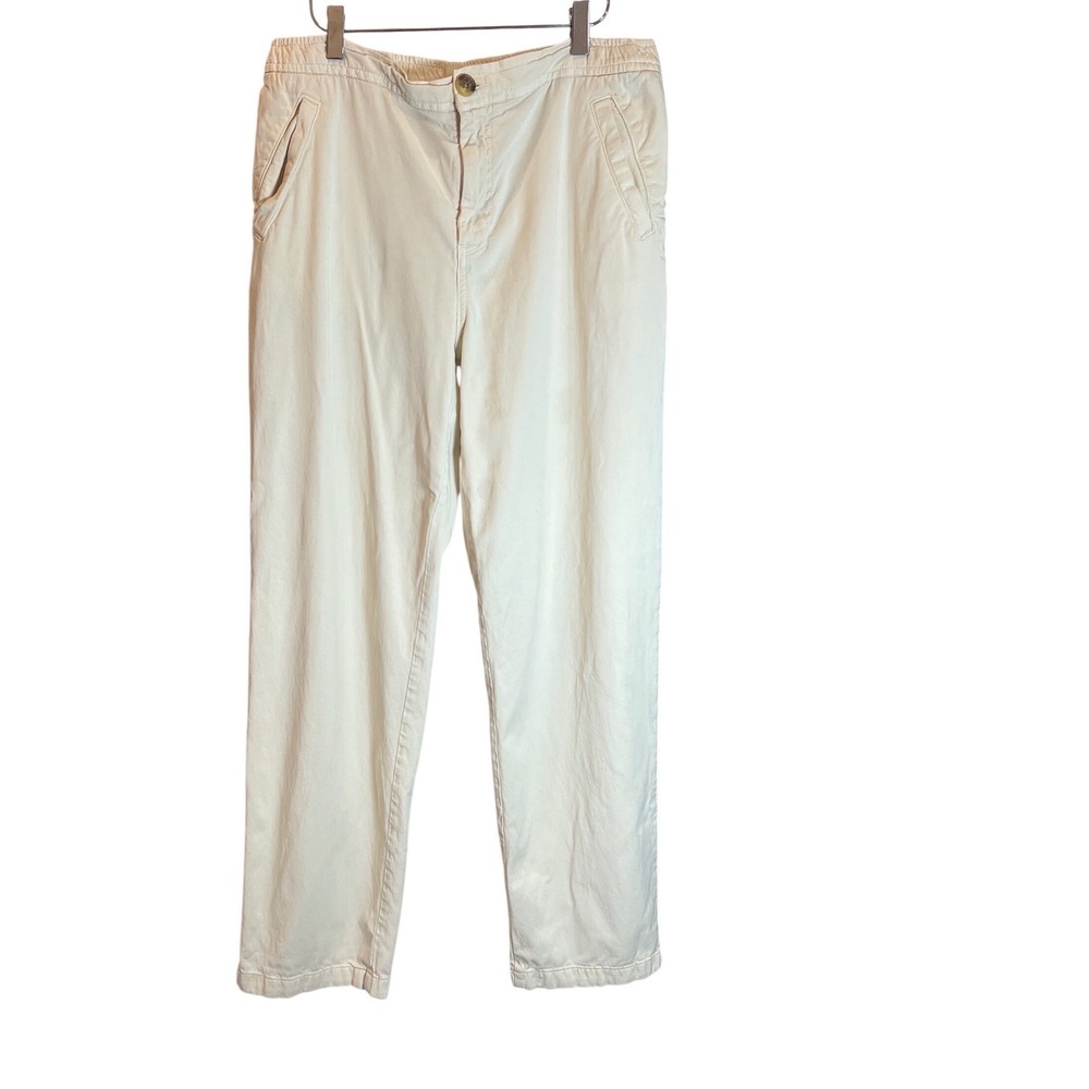 Marine Layer‎ Allison Pants Cream Off White Tencel Cotton Blend Straight Leg L